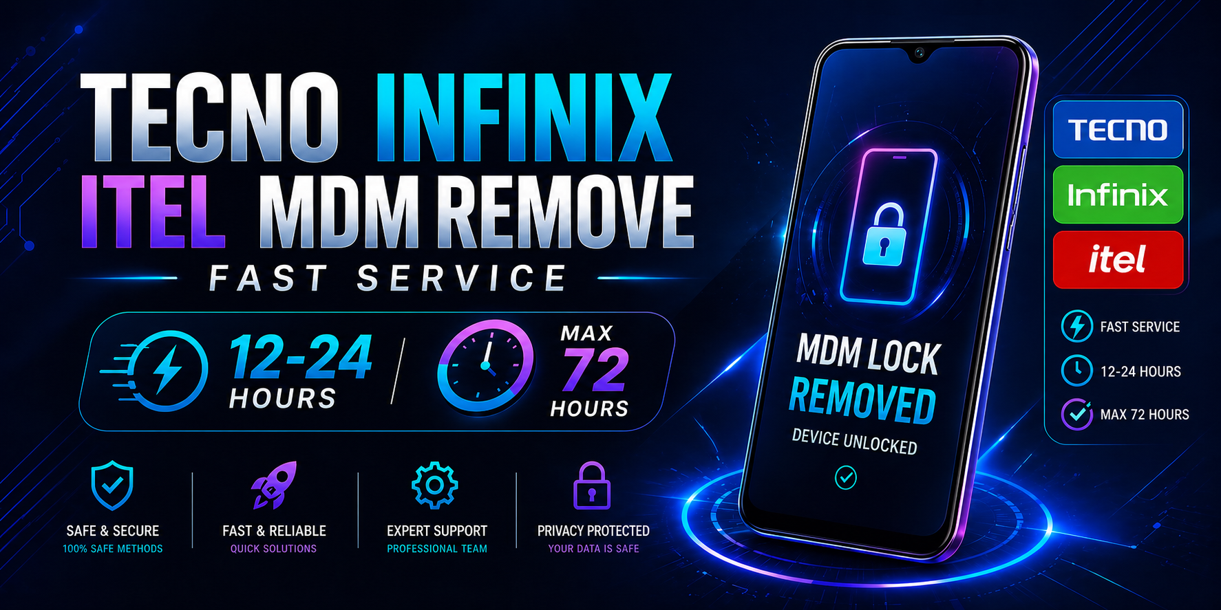 TECNO INFINIX ITEL MDM REMOVE SERVER 2 TIME 12-72 hours 100% SUCCESS ✅ SATURDAY SUNDAY 📴